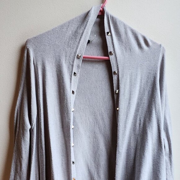 Vila Milano Light Gray Studded Angled Cardigan Size Small - Picture 6 of 16